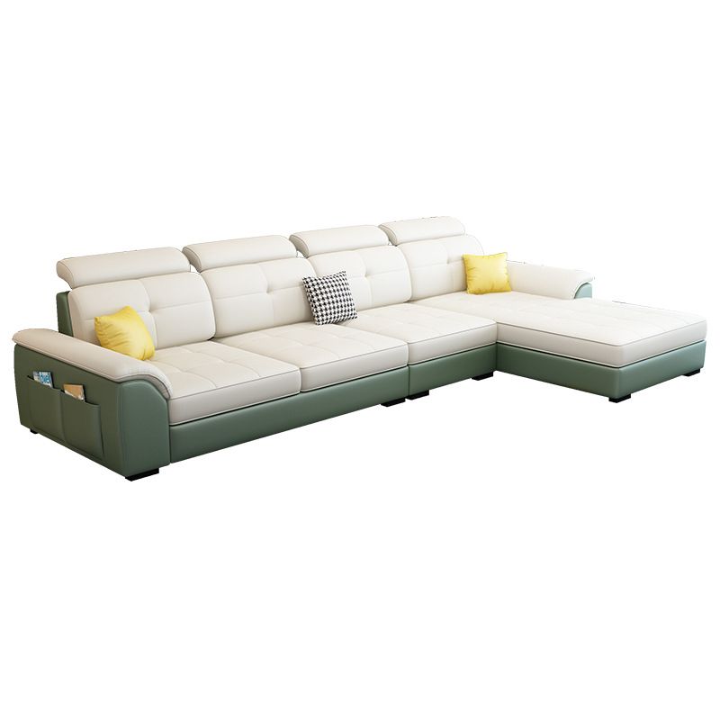 L-shape Faux Leather/Linen Sectionals with Reversible Chaise and Storage