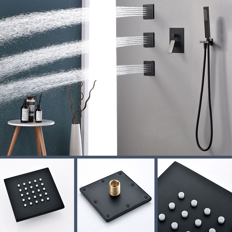 Modern Shower Faucet Brass Square Adjustable Shower Head Wall Mounted Shower Set