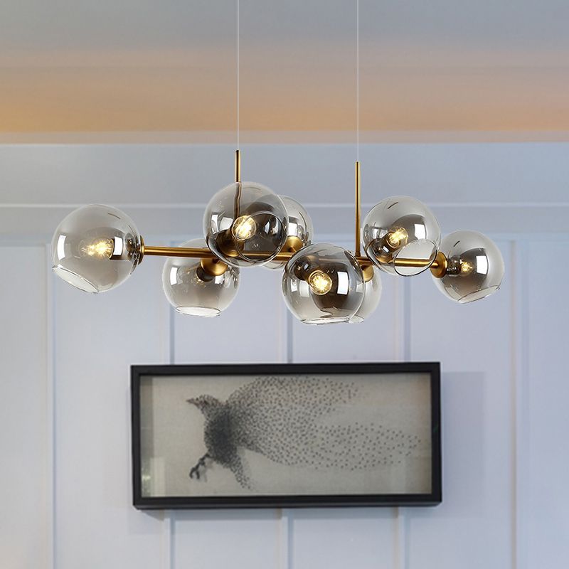 8 lampada a sfera lampada isola contemporanea ceratiera/fumo vetro sospeso di illuminazione sospesa in nero/oro per sala da pranzo