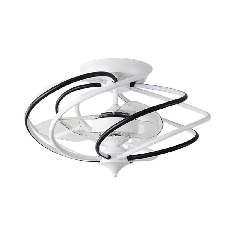 Luz de ventilador colgante metálico enjaulado Contemporáneo de 25.5 "de ancho LED de ancho, 2 cuchillas
