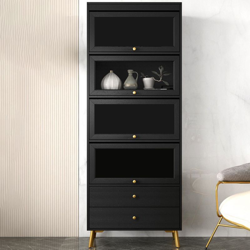 Contemporary 2- Drawer Black Wooden Cabinet, Rectangle Accent Cabinet