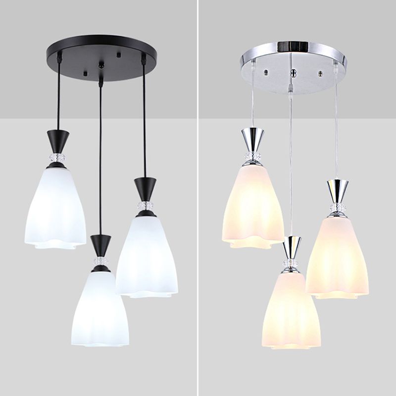 Bloemen diner hanglampverlichting minimalistisch wit glas hangende verlichtingsarmatuur