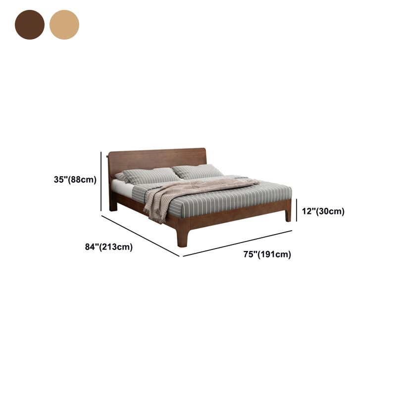 Traditional Wooden Standard Bed with Rectangular Headboard Bed
