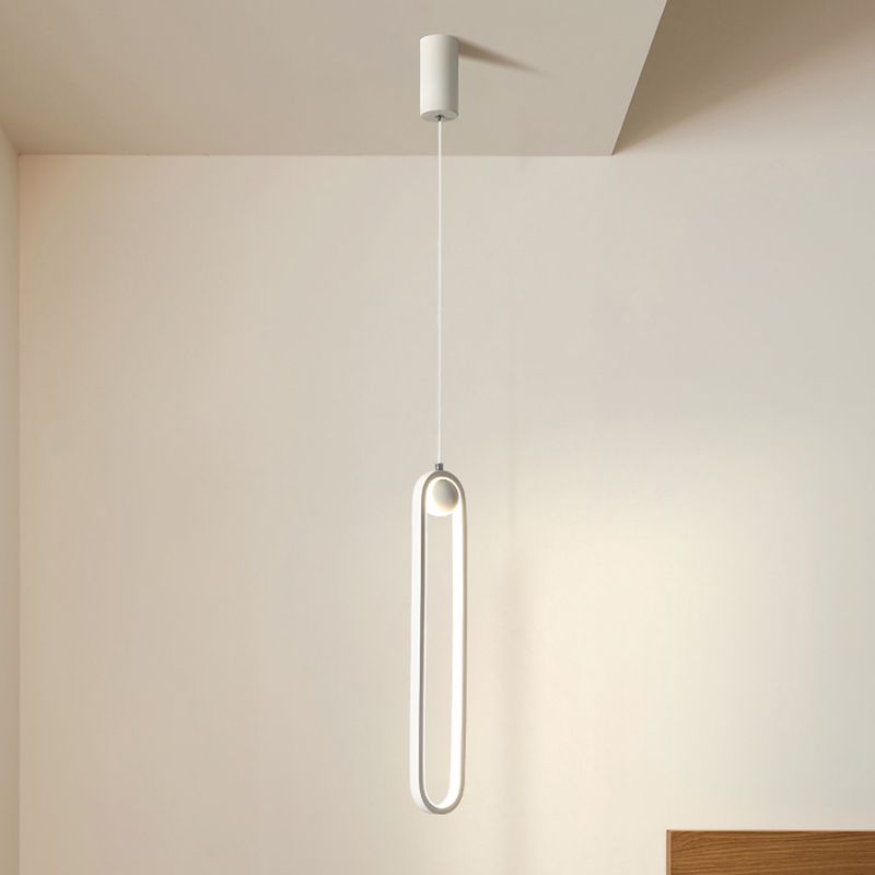 Oval Bedroom Hanging Light Fixture Metal Simple Style LED Suspended Lighting Fixture