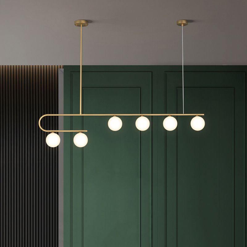 Glass Round Chandelier Light Fixture Simple Island Pendant for Dining Room