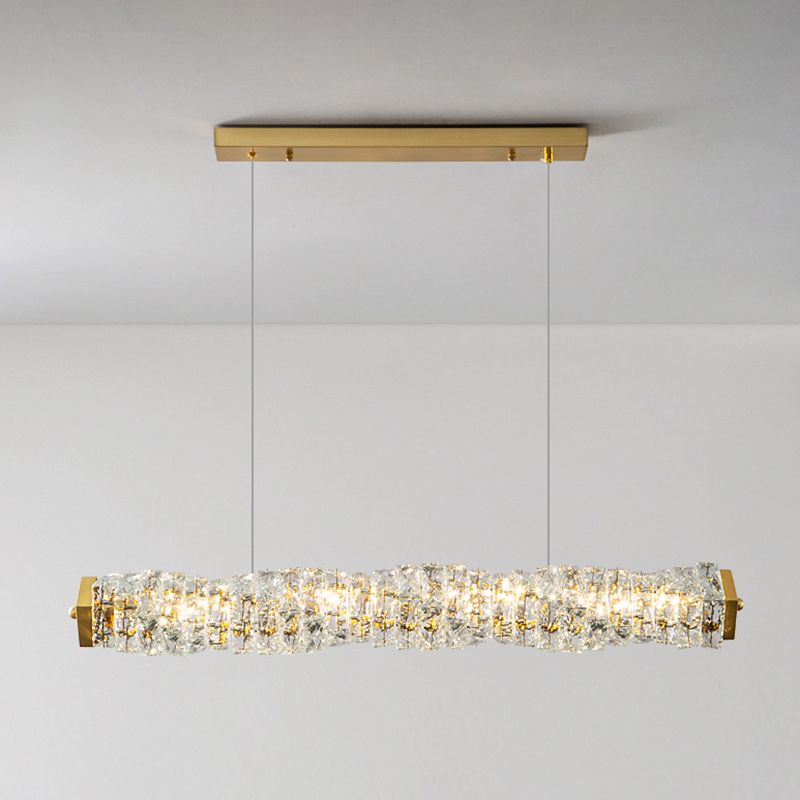 Single Modernism Golden Ceiling Light Crystal LED Kitchen Island Lighting