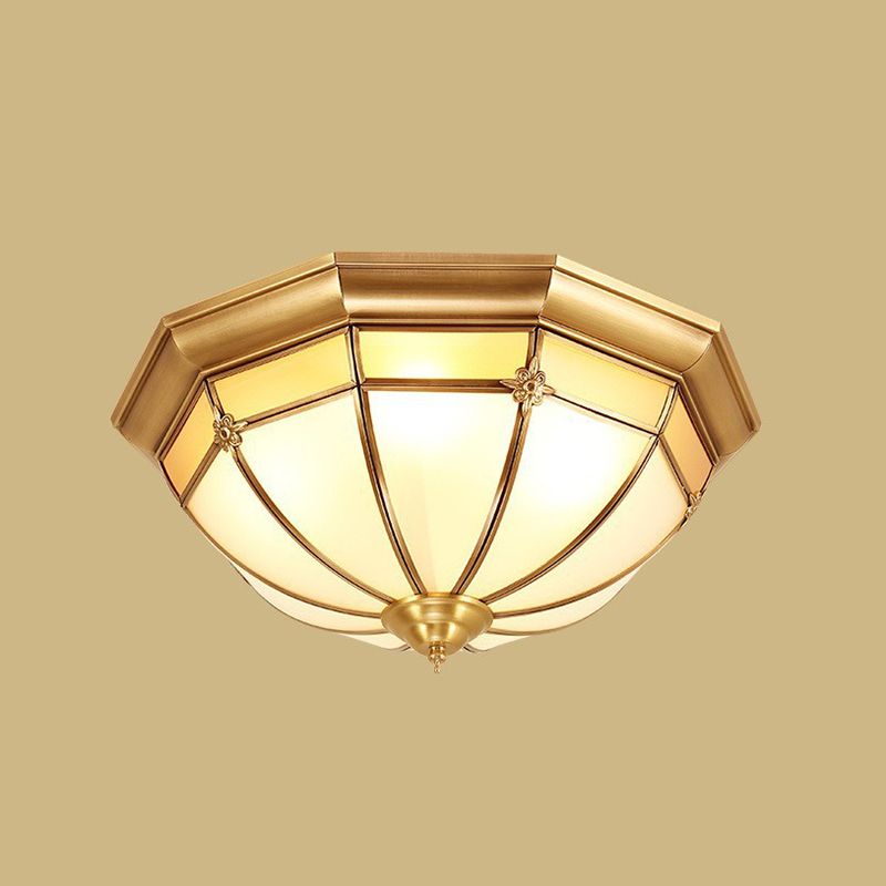Brass Shaded Flush Mount Ceiling Light Vintage Glass Flush Ceiling Light Fixture