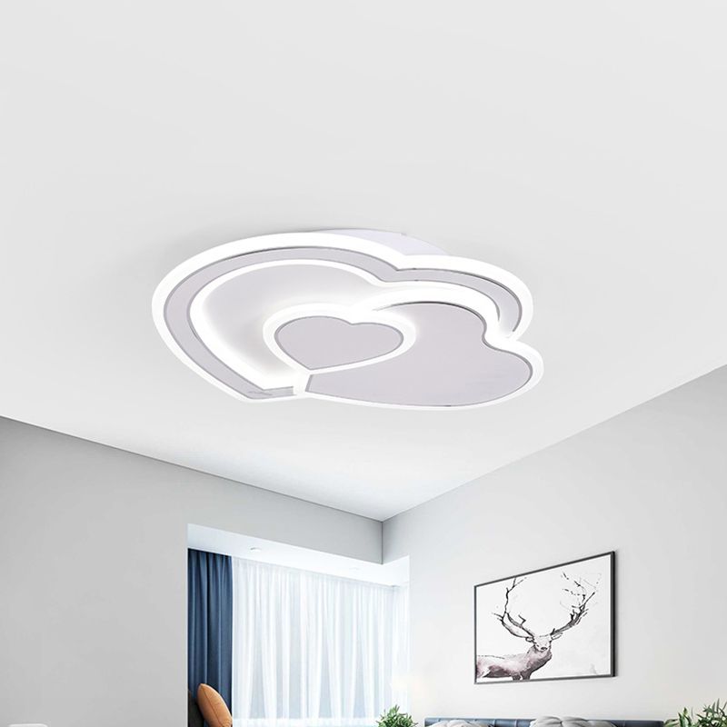 Metal Round/Oval/Rectangle Flush Light Minimalist LED Black and White Ceiling Mounted Fixture for Guest Room