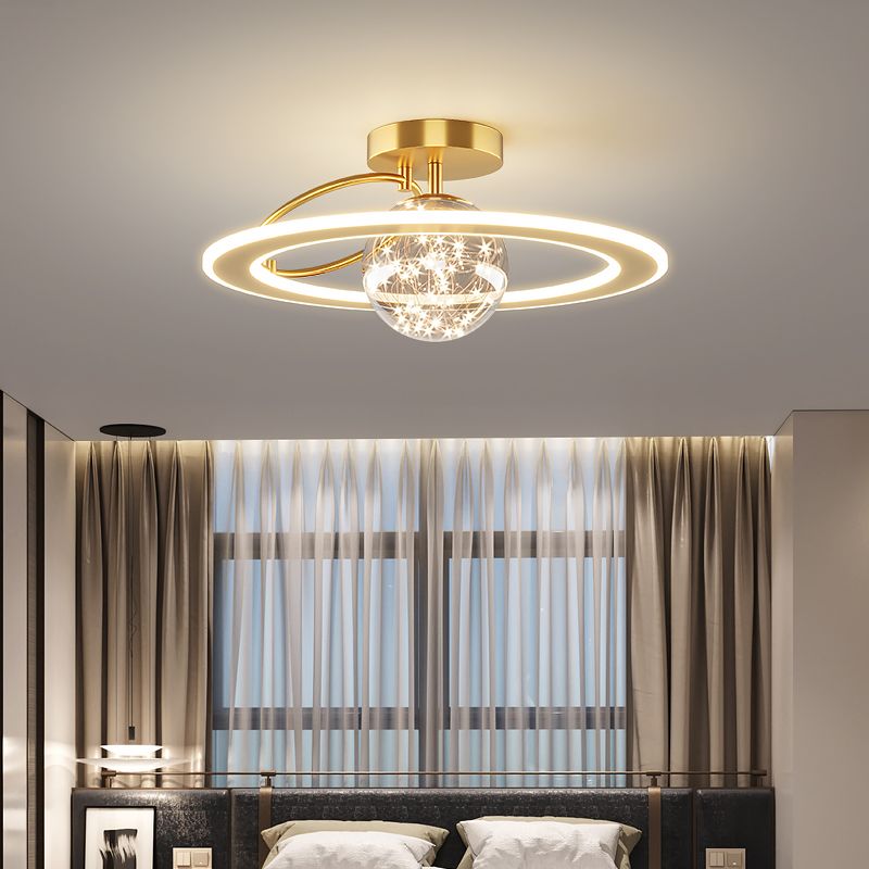 Plafonnier LED doré à éclairage encastré moderne Gypsophila