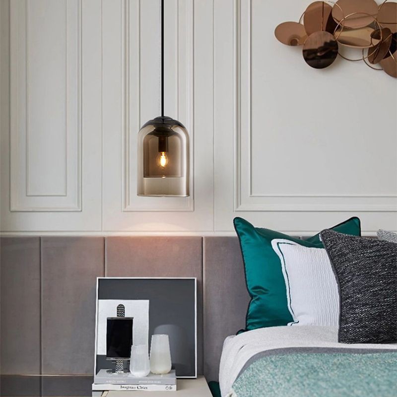 Vetro a forma di campana mini appeso leggero in stile post-moderno minimalismo lampada a sospensione per bar