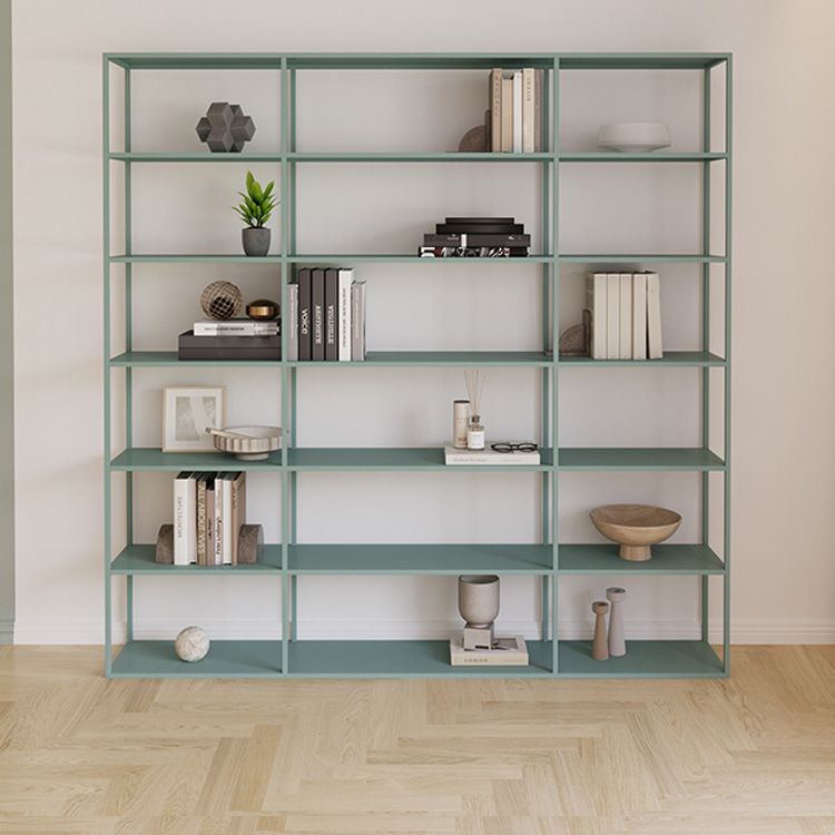9.8" W Modern Open Storage Bookcase Metal Bookshelf with Shelves