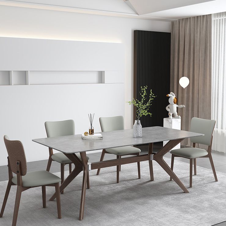 Medieval Modern Stone Dining Table Trestle Base Table for Dining Room
