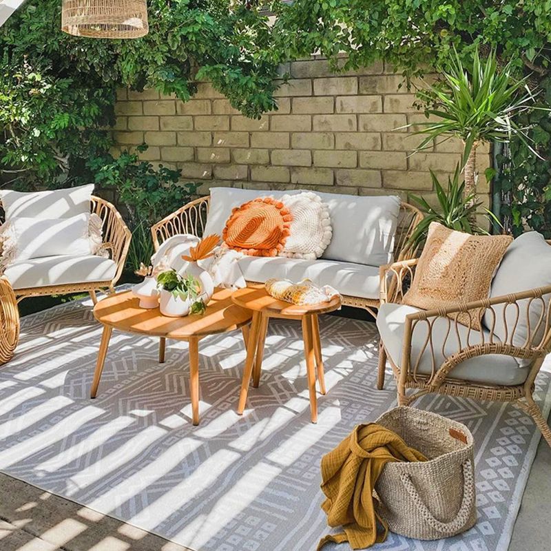 Tropical Outdoor Patio Sofa With Cushions UV Resistant Sofa in Natural