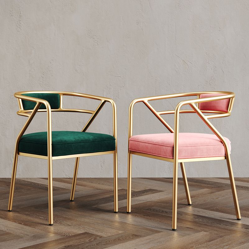 Glam Style Indoor Arm Chair Open Back 21.65" Wide Dining Chair