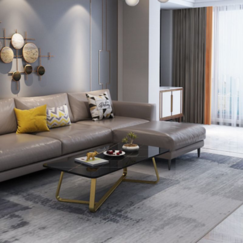 Slate Rectangle Coffee Table Abstract Base Type Single Cocktail Table