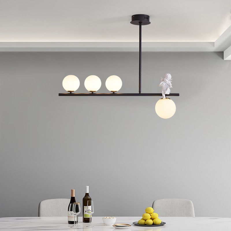 Nordic Island Light Fixture Global Angel Pendant Lighting with Opaline Glass Shade