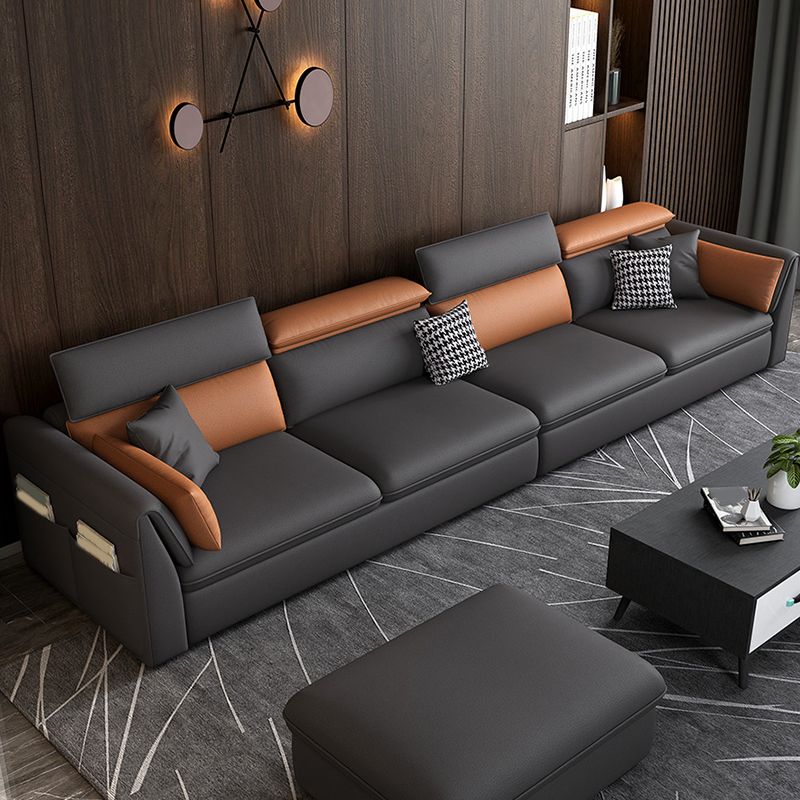 Faux Leather Sectional Sofa with Storage Stain-ResistanSofa with Cushion Back