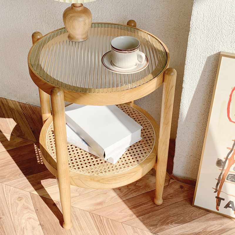 4 Legs Tropical Glass Coffee Table No Distressing Bunching Tables with Shelf