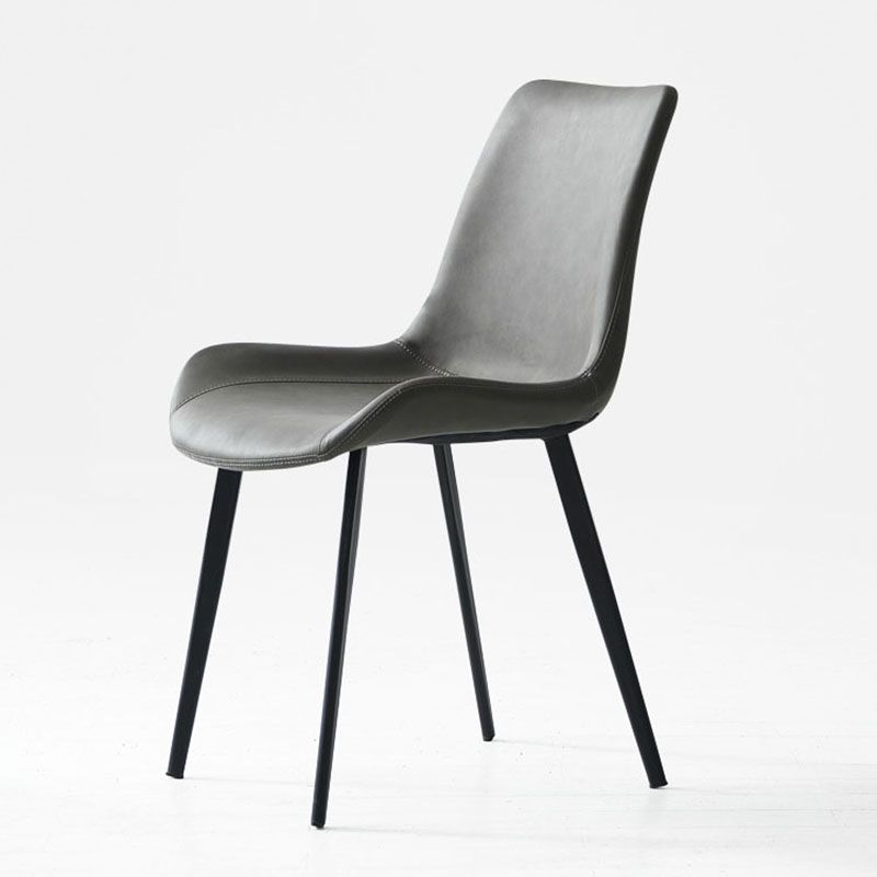 Industrial Faux Leather Dining Chairs Solid Back Chair for Kitchen