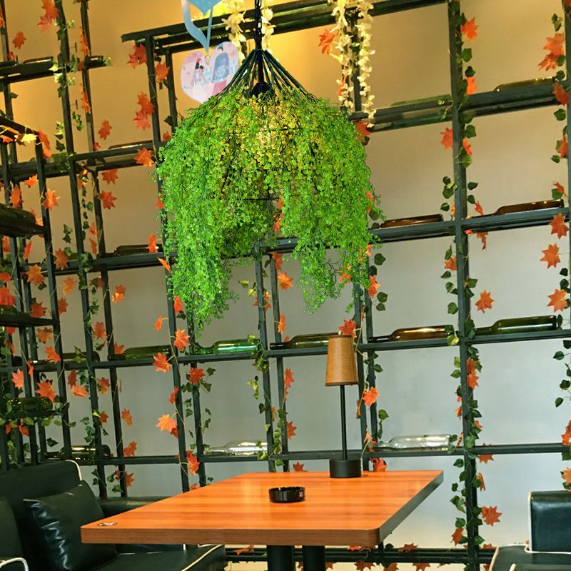 Diamantkooi met één bulpkooi hangende lichtkit industriële ijzeren plafond hanger met decoratieve plant