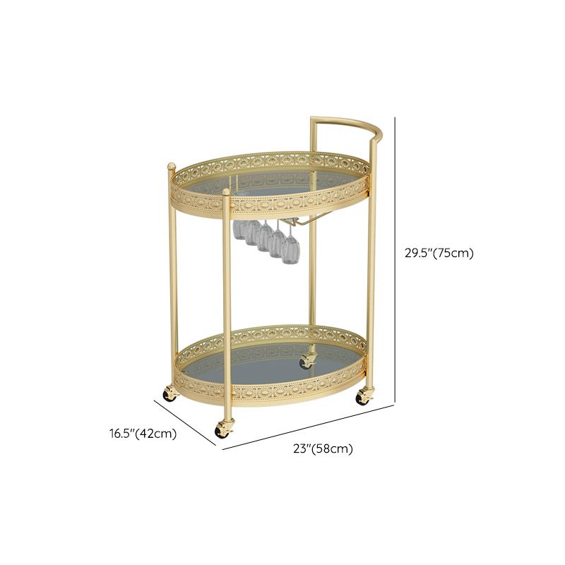 Modern Open Storage Prep Table Oval Dining Room Kitchen Trolley