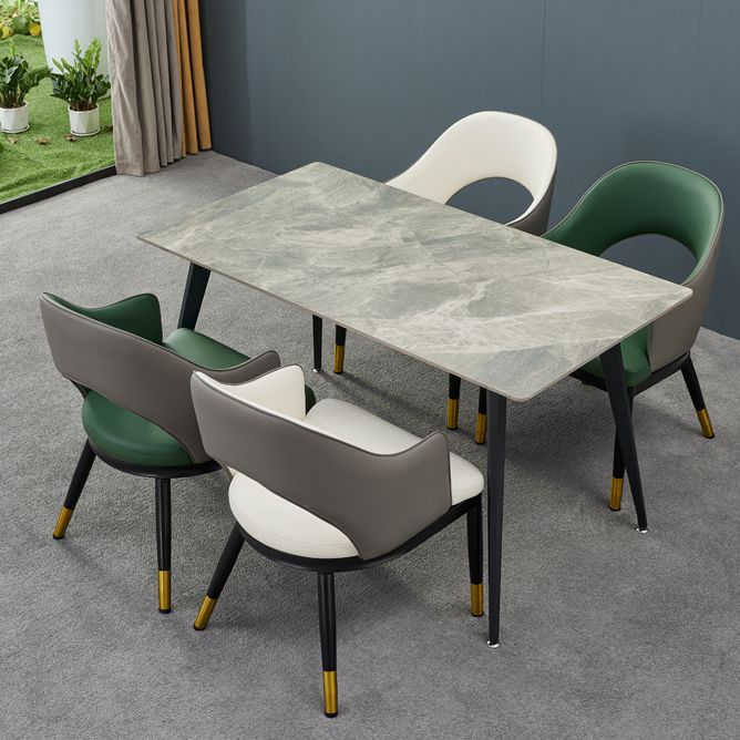 Metal Industrial Dining Chair with Arms Matte Finish Open Back Side Chair