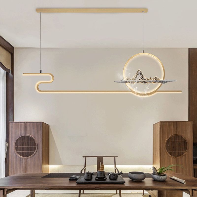 Modern Linear Island Lighting Fixtures Metal 2-Light Pendant Lighting