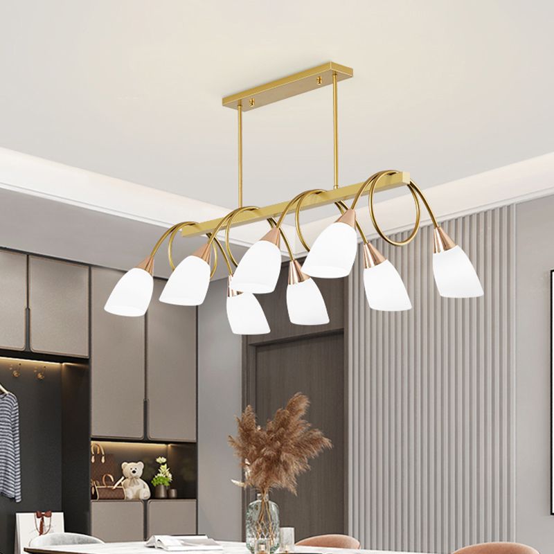 Tulip Shade Island Lamp Contemporary Milk Glass Restaurant Pendant Light Fixture