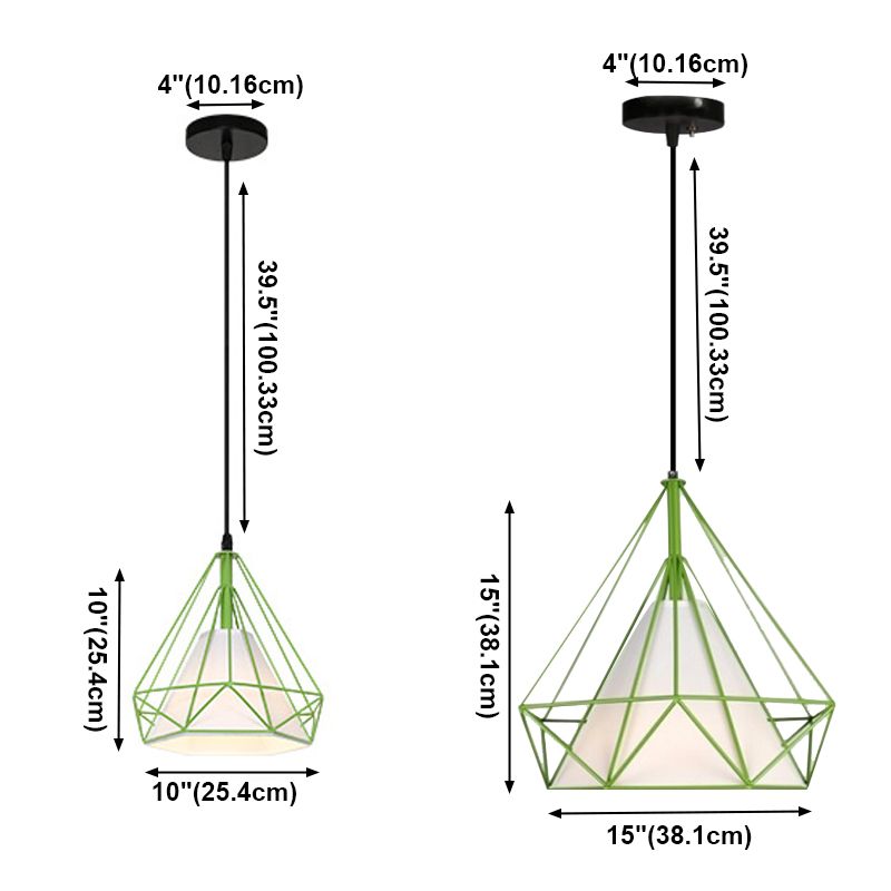 Tissu 1-Light suspendu luminaires avec une teinte à la cage, lumière de style simple nordique