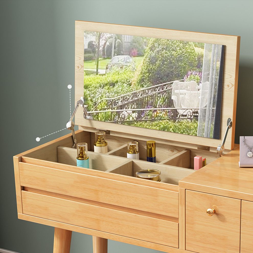 Modern Bedroom Dressing Table Solid Wood Flip-Top Make-up Vanity