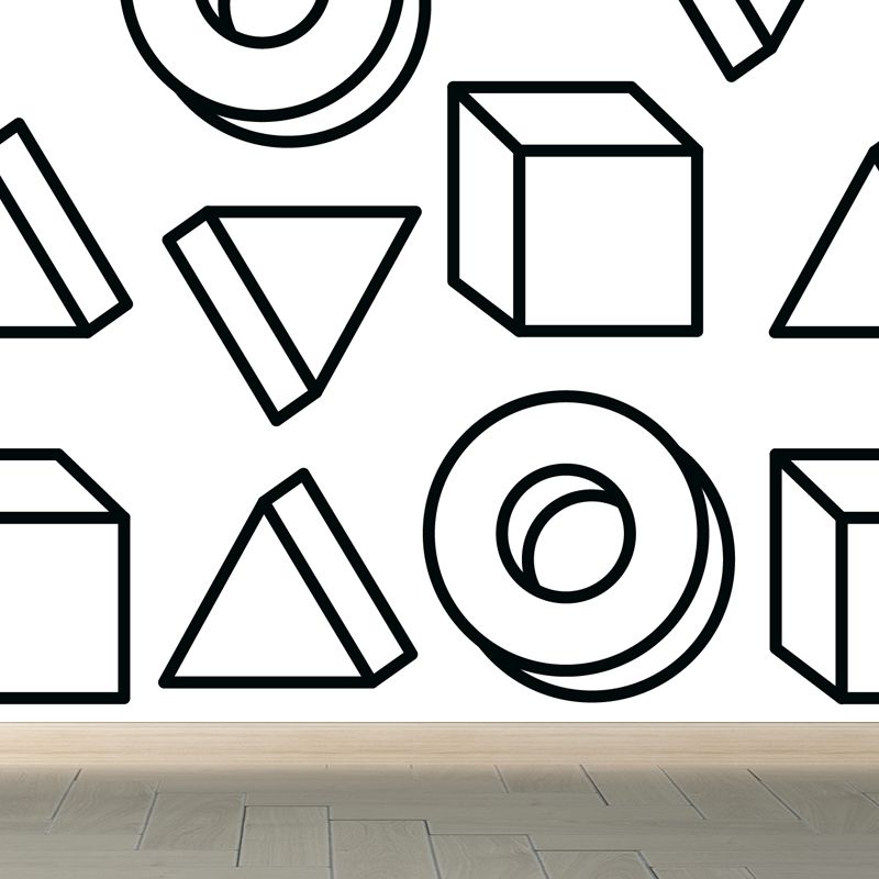 Black and White Modern Mural Decal Big Geometric Shapes Wall Art for Kids Bedroom