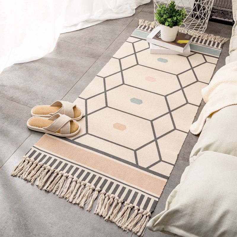 Tapis rétro multi-couleurs relaxant Machine de tapis à motifs de coton Machine intérieure lavable avec gland pour décor