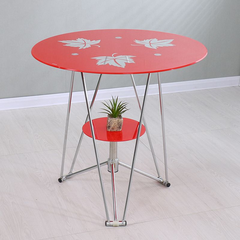 Modern Round Dining Room Table Tempered Glass Table with Pedestal Base for Dining Room