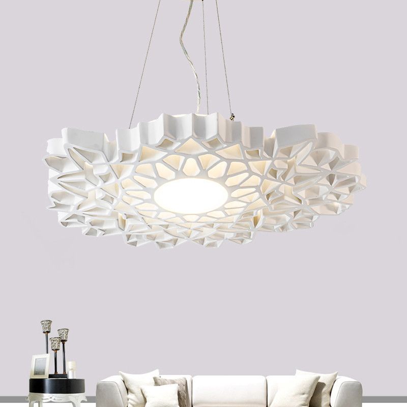 Lámpara colgante de panal resina contemporánea 1 cabeza blanca techo colgante luz