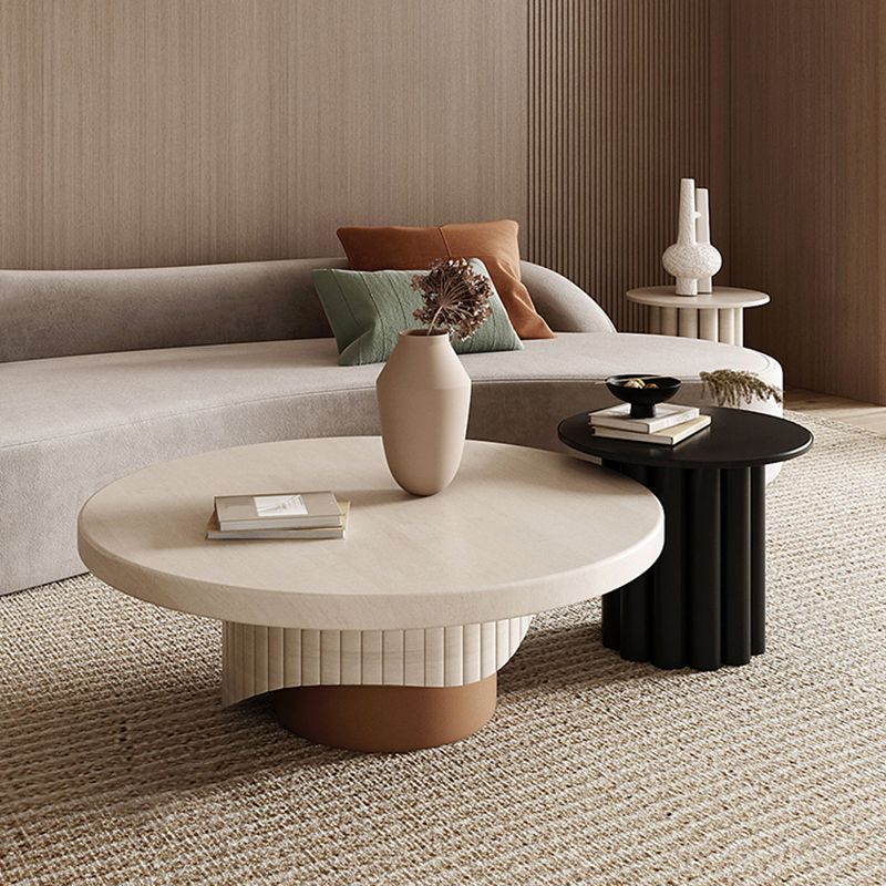 Nordic Wood Pedestal Coffee Table Macaroon Round Nesting Coffee Table