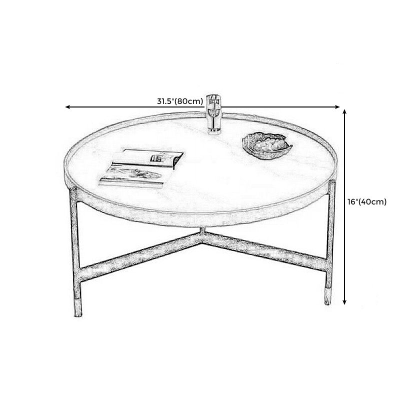 3 Legs Base Design Cocktail Table Rock Plate Desktop Round Coffee Table with Iron Base
