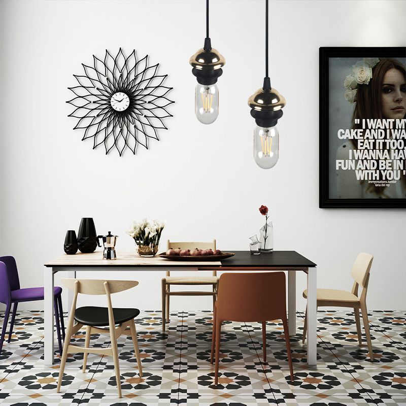 Mini ciondolo industriale illuminazione con lampadina nuda 1 lampada a sospensione regolabile altezza in metallo in bronzo/ottone