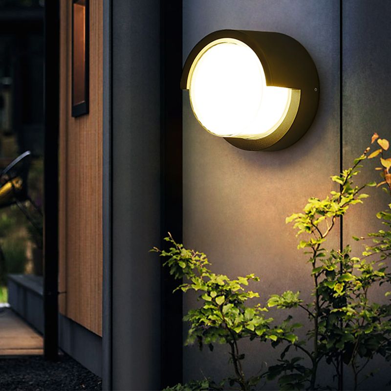 Modern Metal Wall Sconce Geometric Shape Wall Light with Acrylic Shade for Courtyard