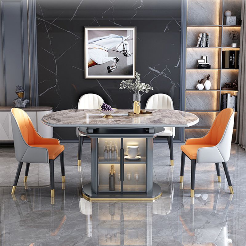 Modern 1/4/5/7 Pieces Dining Furniture Stone Round Dining Chairs Set in White