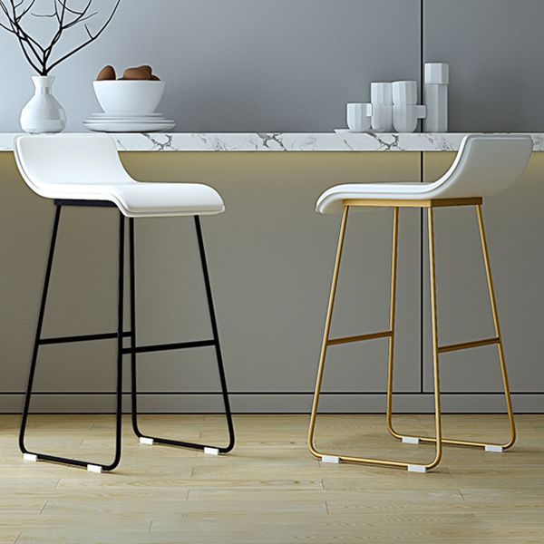Industrial Armless Counter Stool Solid Wave Seat Bar Chair with Metal Legs