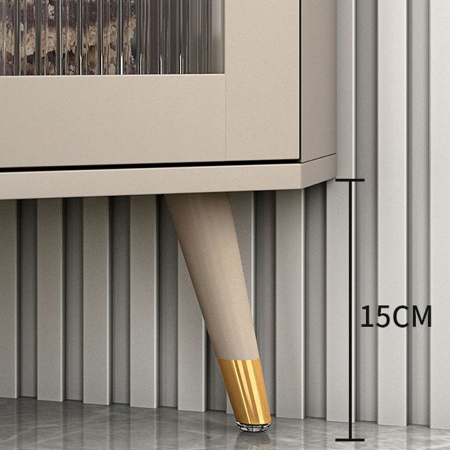 Glam Stone and MDF Sideboard 69.5"H Living Room Glass Doors Buffet Stand