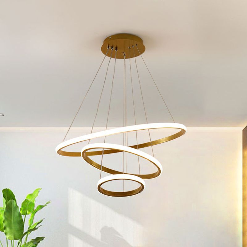 3 Rings Ceiling Pendant Light Simplicity Style Metal LED Bedroom Suspended Lighting Fixture