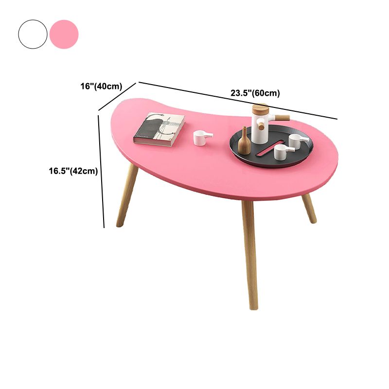 15.7"H Modern 4 Legs Wood Base White/Pink/Natural Irregular Top Coffee Table