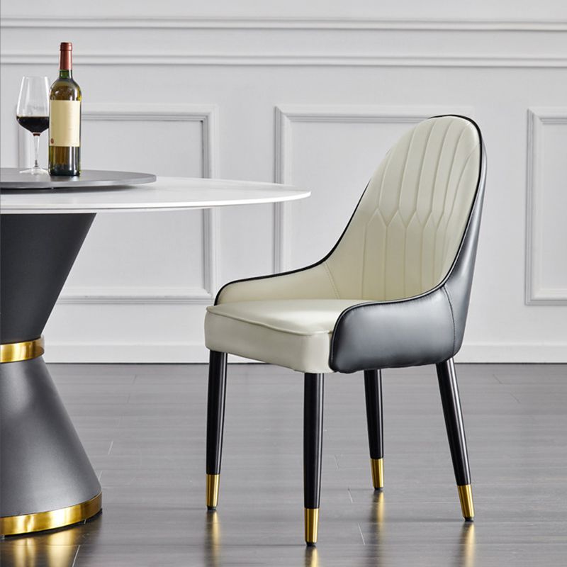 Contemporary Side Chair Upholstered Armless Faux Leather Dining Chairs