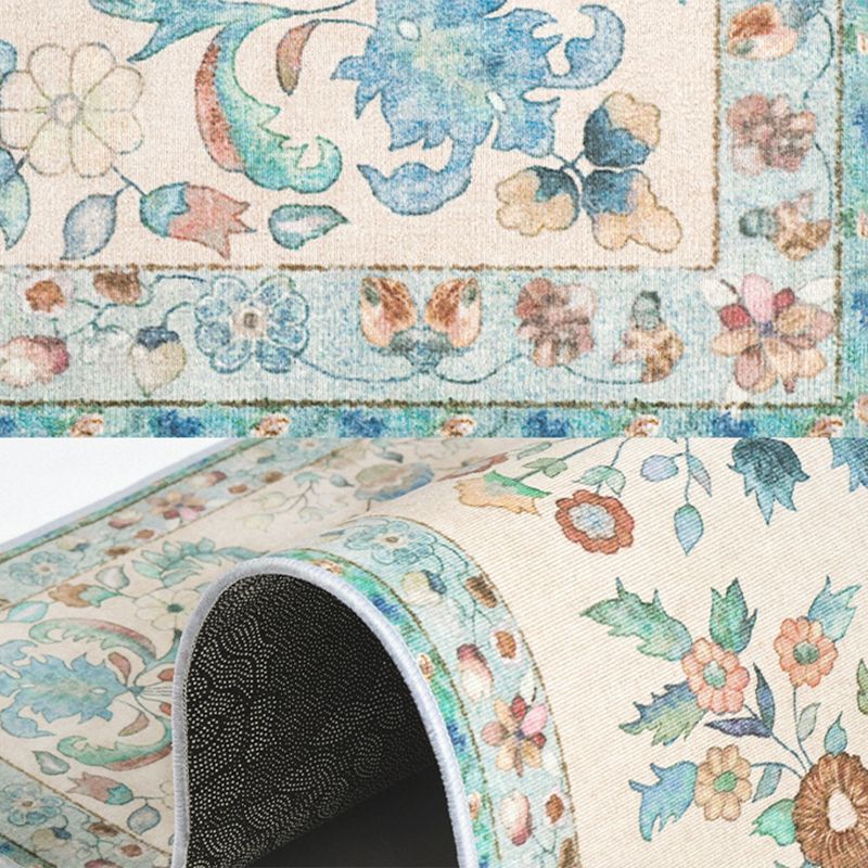 Einfache helle Farbe Absagter Teppich Polyester Ethnisches Blumenmuster Fläche Teppich nicht rutschfest