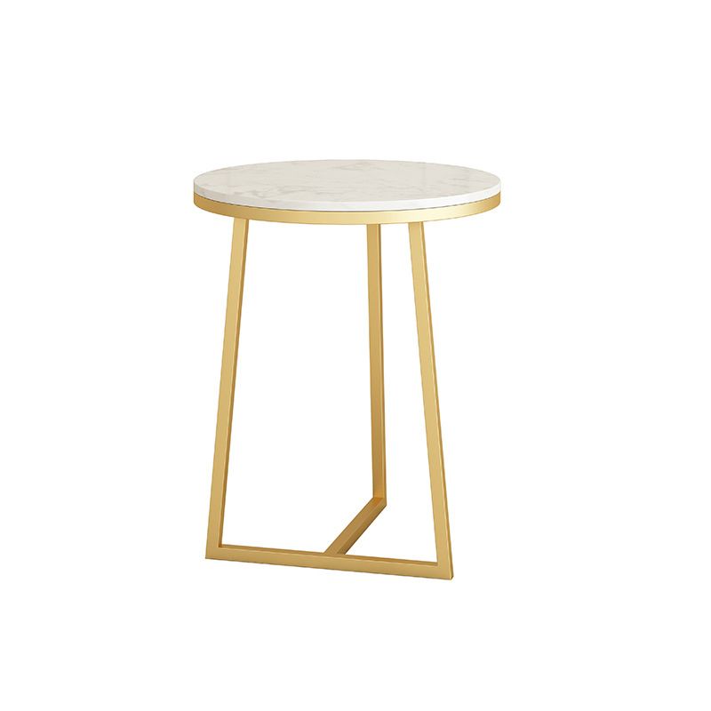 Modern Style Marble Top and Iron Work Black/gold Base Side Table