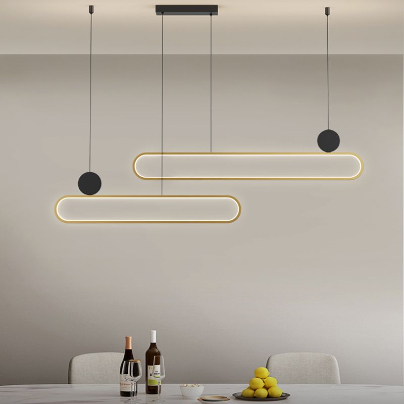 Eigentijdse stijl lineaire vorm eilandlichten metaalhangende hanglampen in goud