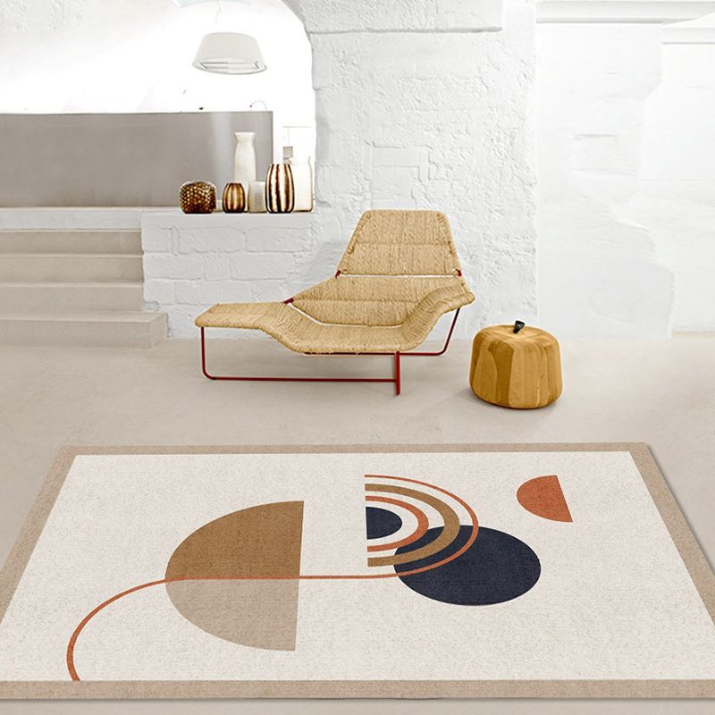 Casual Beige Rug Polyester Color Lump Rug Stain Resistant Rug for Living Room