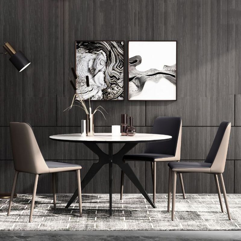 Sillas sin brazos con respaldo sólido contemporáneo, sillas de comedor de cuero para cocina
