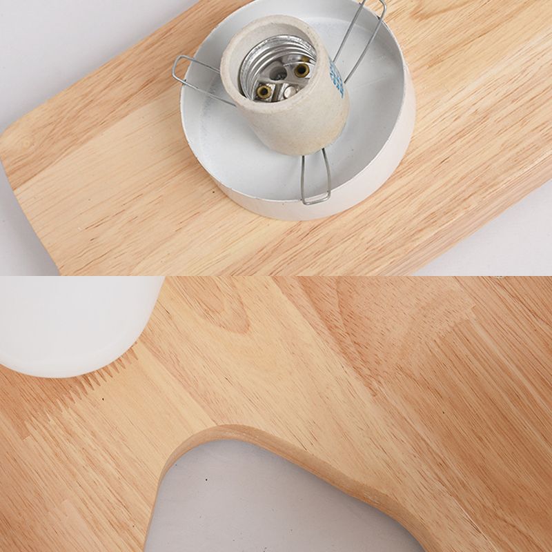 Creative Wooden Flush Mount Ceiling Light Frosted Glass Ceiling Mounted Fixture for Living Room